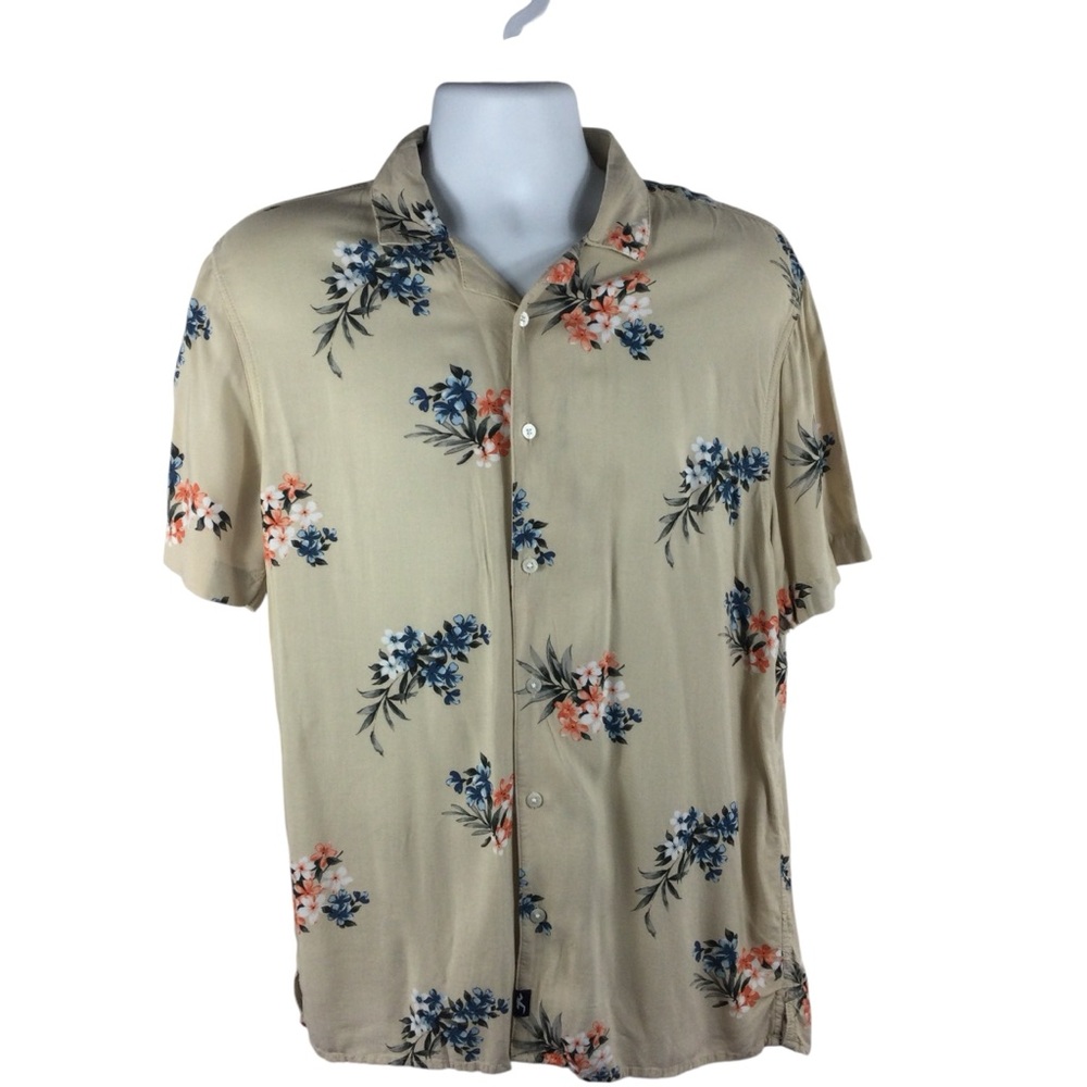 Hollister Beige Floral Men's Shir, Size Mediusm